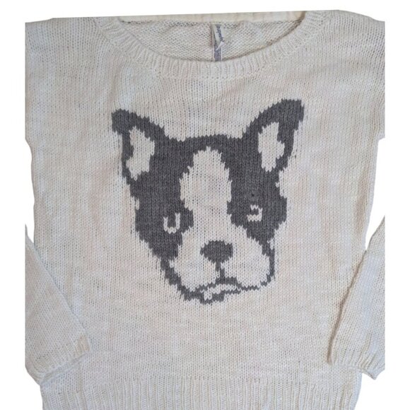 Aeropostale Womens Ivory White Pug Pullover Sweater M - Picture 2 of 4